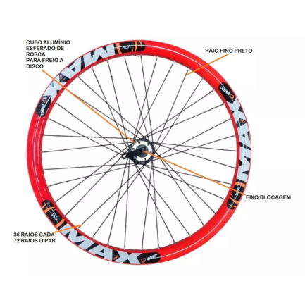 Roda Aero 26x1.9 Vpr Max  Vermelha - Image 3