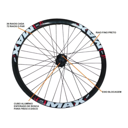 Roda Aero 26x1.9 Vpr Max Preta com Vermelho - Image 3