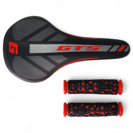 Kit Selim MTB Vazado GTS + Manoplas Preta/Vermelho - Imagem 2